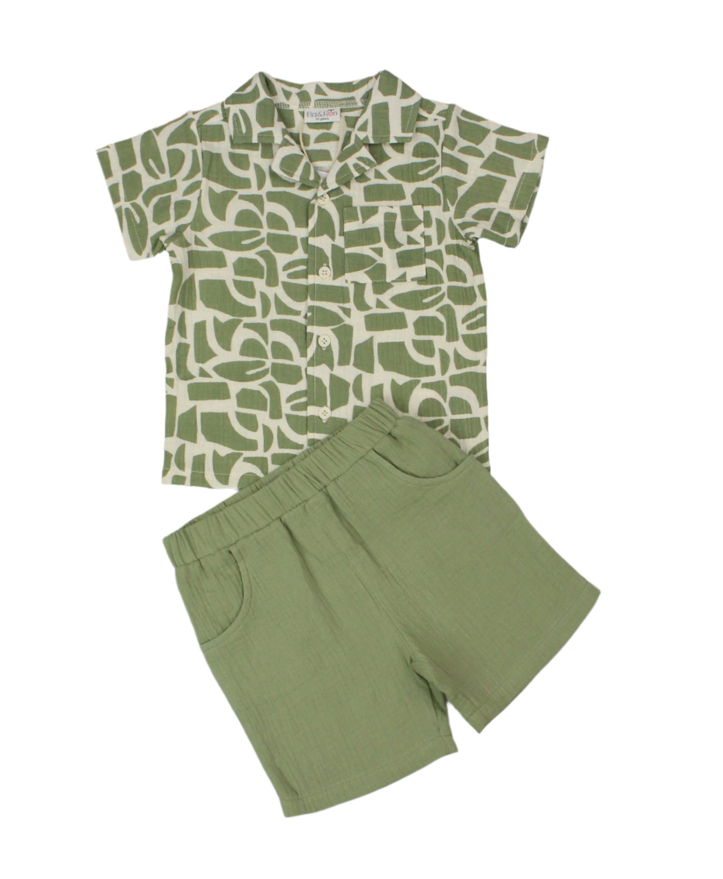 Baby Boys 2pc Shirt/Shorts Set (1-2y) Green And white